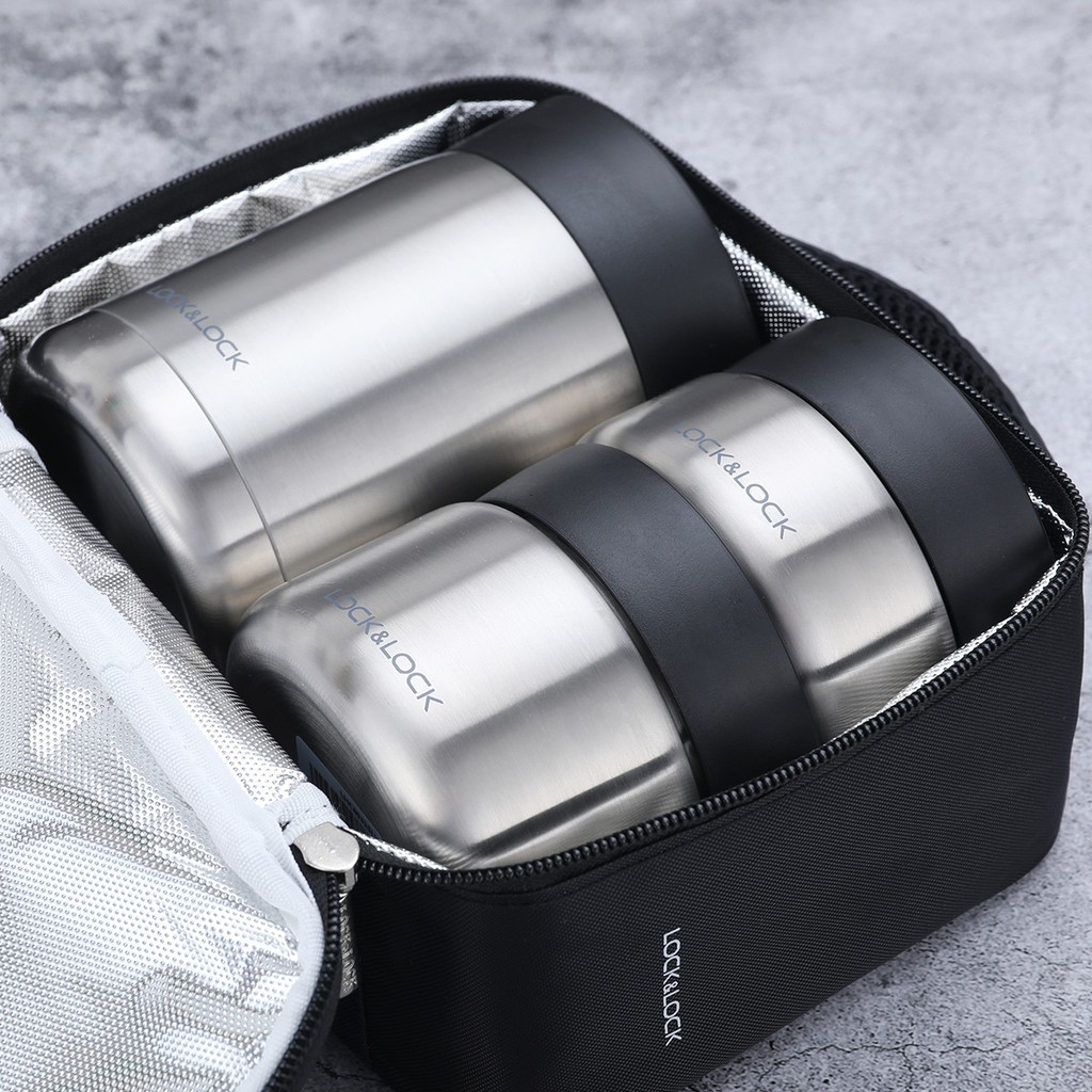 Bộ hộp cơm giữ nhiệt Lock&amp;Lock 3 ngăn LHC8031SLV - Hàng chính hãng, có nút thoát hơi điều chỉnh - JoyMall