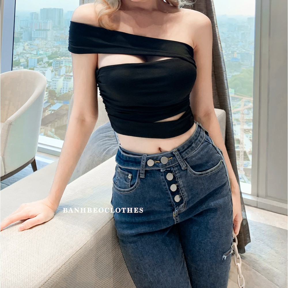 Croptop trễ lệch vai