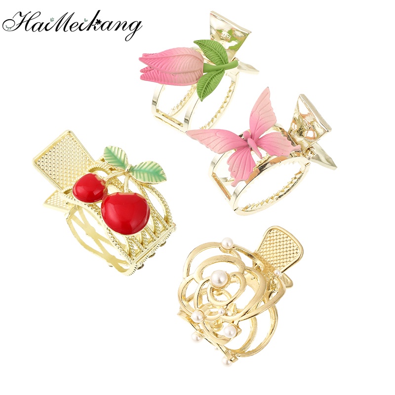 Kẹp tóc HAIMEIKANG đính hạt ngọc trai hình quả cherry thời trang