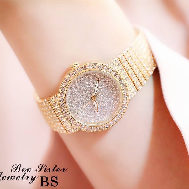 Đồng Hồ Nữ BS Bee Sister Mặt Tròn Mini MS140 Dây Thép Đính Đá Cao Cấp