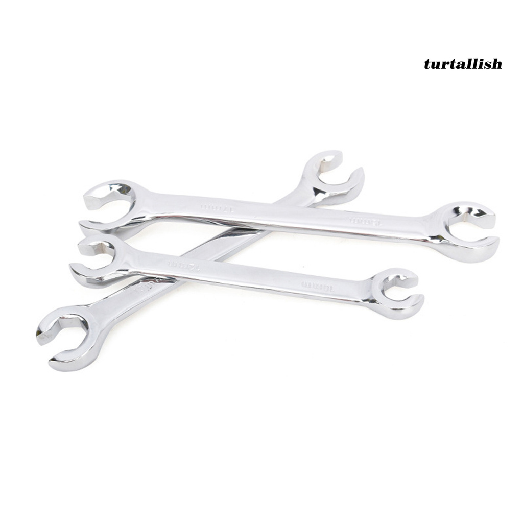 TURTALLISH 3Pcs Wrench Opened Ends High Torque Chromium Vanadium Steel Professional Oil Tube Dual-head Spanner for Vehicle Maintenance