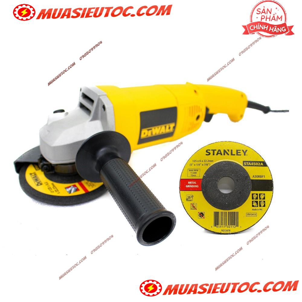 Combo Máy mài cầm tay Dewalt DW830-B1 125mm-1.400W và Đá mài Stanley STA4502A 125 x 6.0 x 22mm