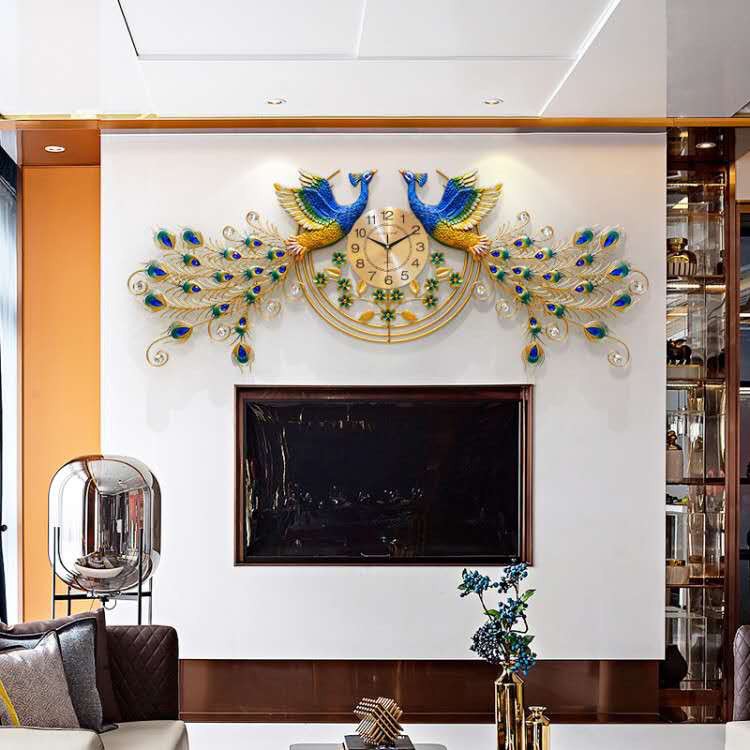 Đồng Hồ Treo Tường Trang Trí Phòng Khách Hình Con Công Chính Hãng Bảo Hành 36 Tháng