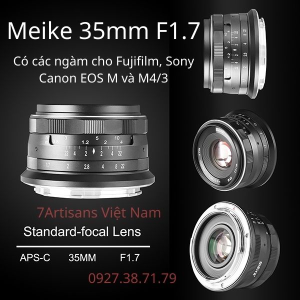 (CÓ SẴN) Ống kính Meike 35mm F1.7 - Lens đa dụng cho Sony E, Fujifilm, Panasonic Olympus M43 vàCanon EOS-M