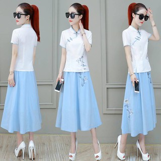 Sườn xám ăn mặc retro kiểu mới xẻ tà