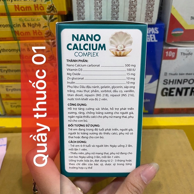 Bổ sung canxi, chống còi xương, loãng xương - Hộp 100 viên - Nano Calcium