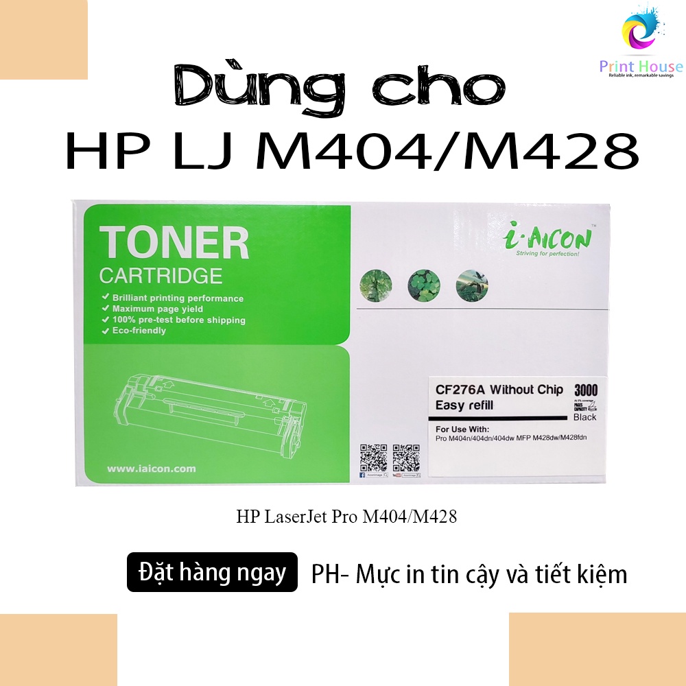 Hộp mực Cartridge 76A  KHÔNG CHIP dùng cho máy in HP LaserJet Pro M404/M428 Dung lượng 3000 trang A4