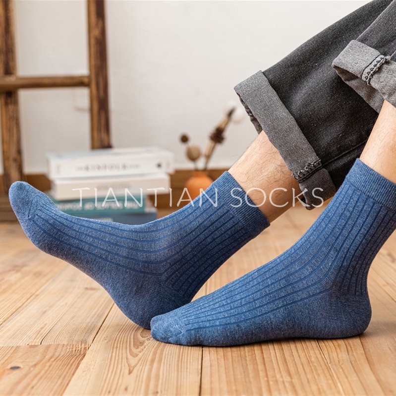 Vớ thể thao TIAN T086 cao cổ màu trơn phong cách Nhật Bản cổ điển cao cấp cho nam