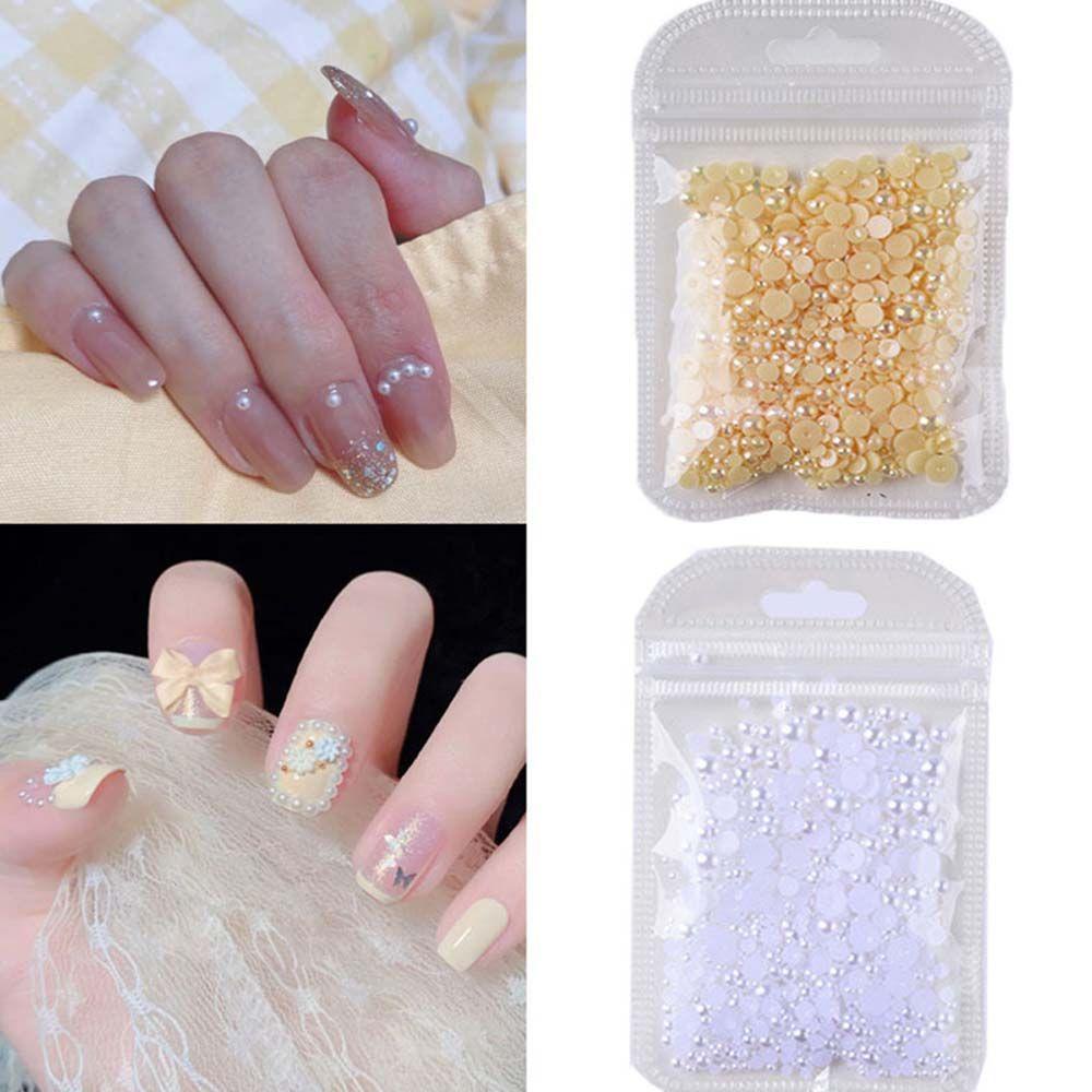 Bộ 500-1000 Hạt Xỏ Lỗ Tròn Nhiều Màu Sắc Dùng Trang Trí Móng Tay DIY
