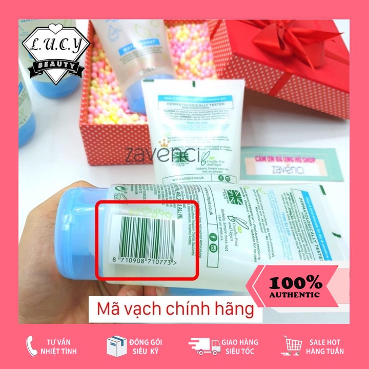 Hàng UK- Sữa Rửa Mặt Dưỡng Ẩm, Làm Sạch Sâu Simple Water Boost Micellar Facial Gel Wash 150ml Màu Xanh Da Khô, Nhạy Cảm | BigBuy360 - bigbuy360.vn