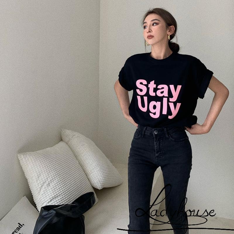 Áo Thun T-Shirt Tay Ngắn Dáng Rộng In Chữ Thời Trang Đường Phố Mùa Hè Cho Nữ