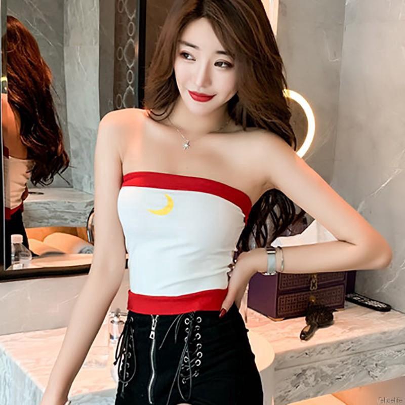 Áo ống cúp ngực họa tiết mặt trăng quyến rũ