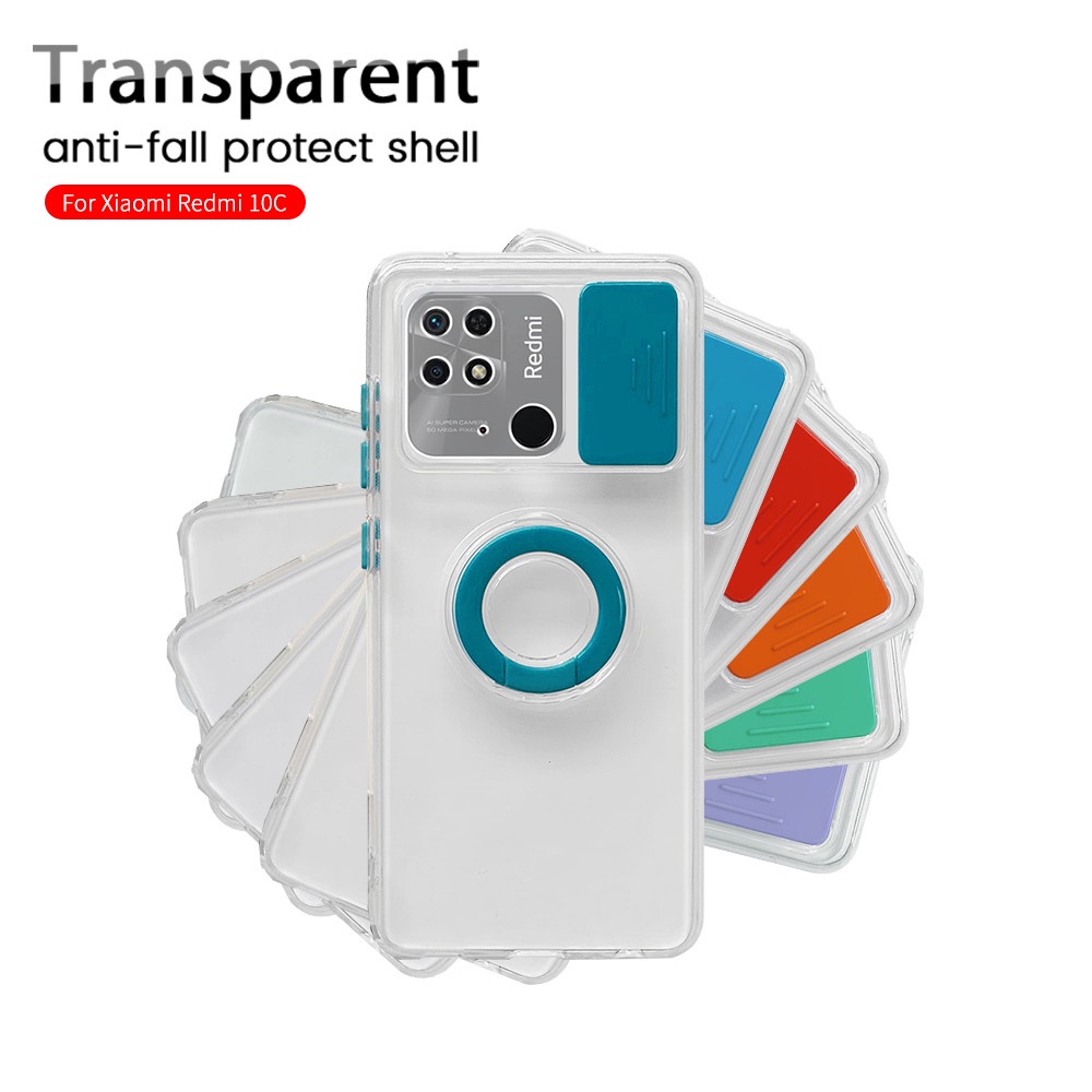Ốp Điện Thoại Silicon Trong Suốt Chống Sốc Có Vòng Đỡ Cho Xiaomi Redmi10C Xiaomi 11T Pro Note 11 Pro 5G Poco M4 Pro X4 Pro 5G