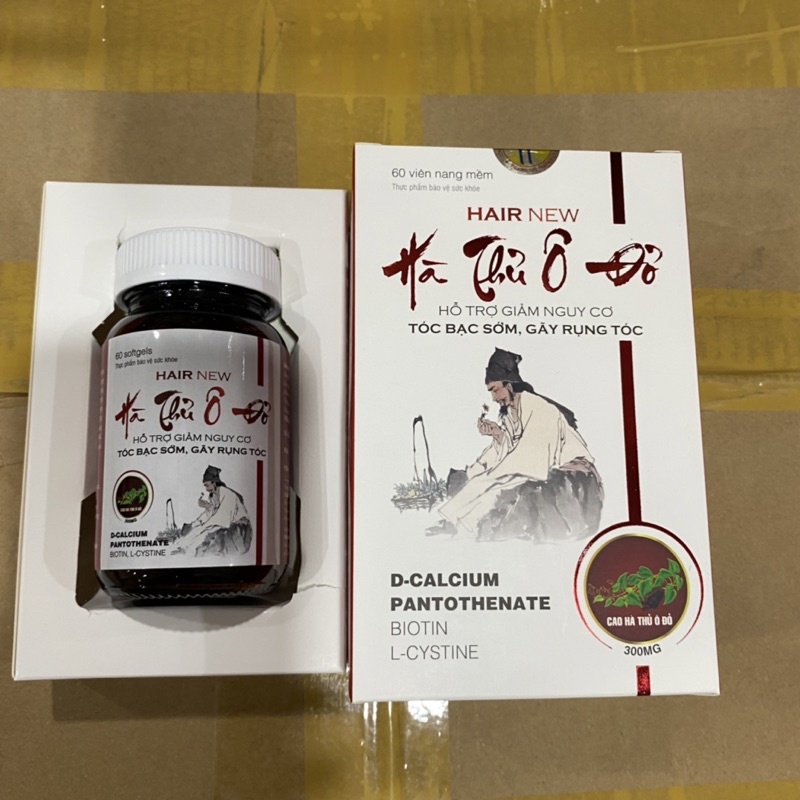 Viên uống đen tóc HAIR NEW HÀ THỦ Ô ĐỎ chứa L - Cystine Biotin - hỗ trợ làm đen tóc,hạn chế tóc gãy rụng tóc bạc sớm