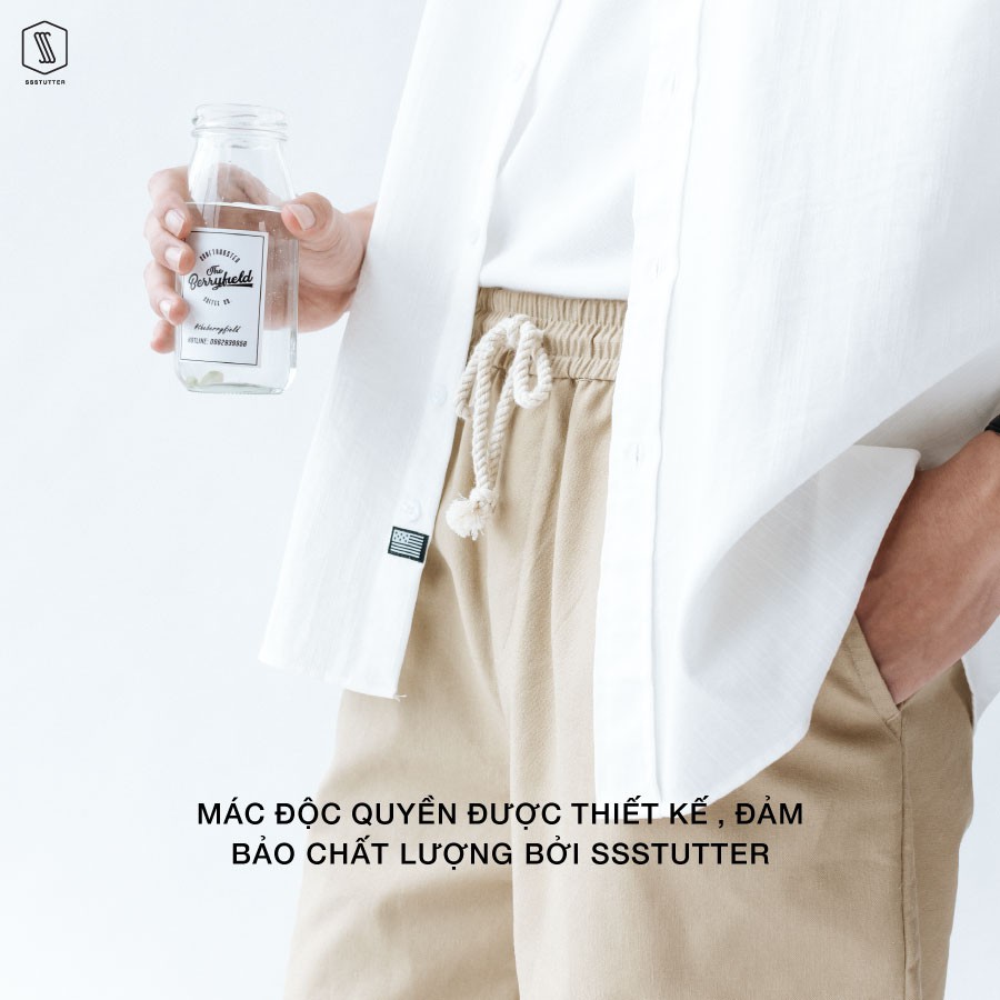 Áo sơ mi nam SSSTUTTER dài tay có túi cổ đức vải linen thoáng mát Letter Shirt | BigBuy360 - bigbuy360.vn
