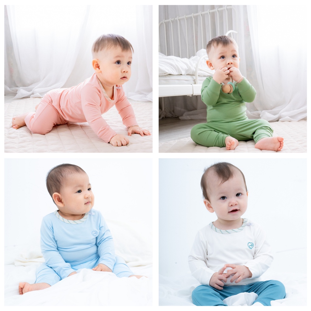 Bộ dài tay cài vai sợi tre Đan Mạch BU Baby