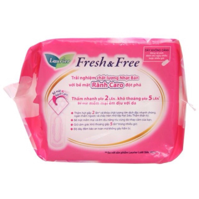 Băng vệ sinh Laurier Fresh and Free dày không cánh và Không Cánh 8 miếng