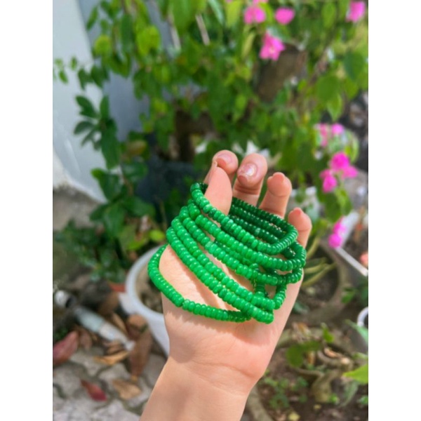 Vòng tay nữ 6 ly bánh xe ngọc màu xanh, màu vàng, màu trắng