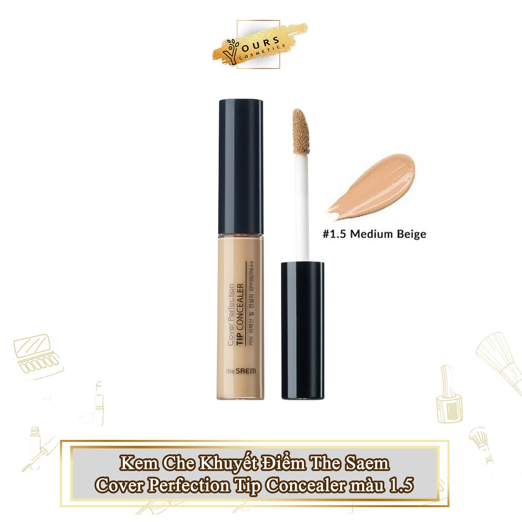 [Auth Hàn] Kem Che Khuyết Điểm The Saem Cover Perfection Tip Concealer màu 1.5 - Kem Che Khuyết Điểm The Saem Màu Sáng