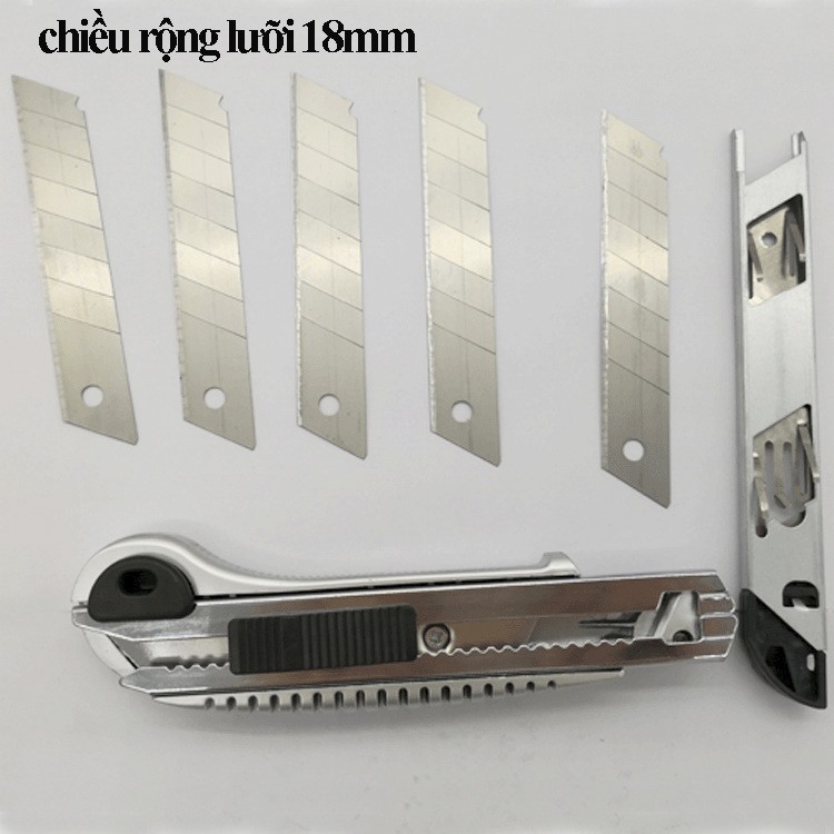 Dao rọc giấy Khung Thép chịu lực Thay lưỡi tự động, Tặng 5 lưỡi dao 18mm