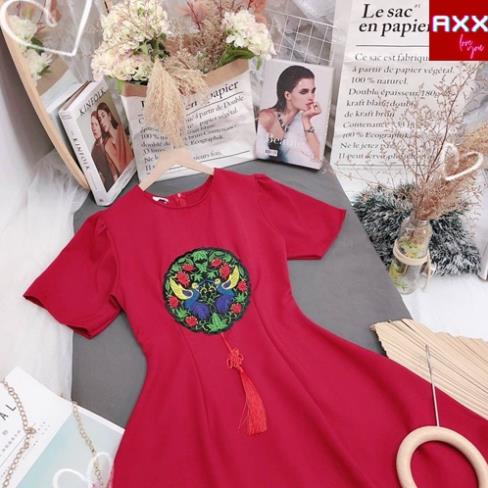 Đầm màu đỏ NADO, Váy đỏ mặc tết noel Xòe Vải Nhung Tuyết Thời Trang Tay Phồng Ngắn Thời Trang Nữ Đẹp Đi Chơi | BigBuy360 - bigbuy360.vn