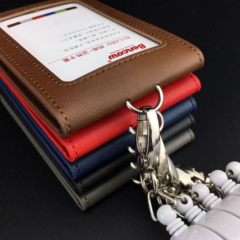 Giá đỡ huy hiệu da Dây buộc có thể thu vào Hộp đựng thẻ ID Phụ kiện văn phòng trường học