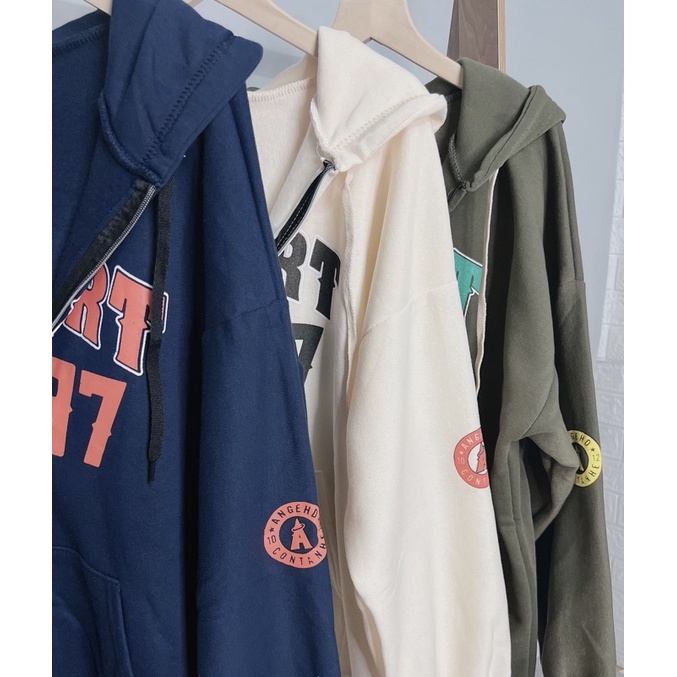 [HÀNG LOẠI 1] Áo Hoodie Zip Kéo Khoá Chữ Cao Cấp Chất Nỉ Ngoại Dày Dặn Form Rộng Tay Phồng-Unisex Nam Nữ( Hàng Sẵn)