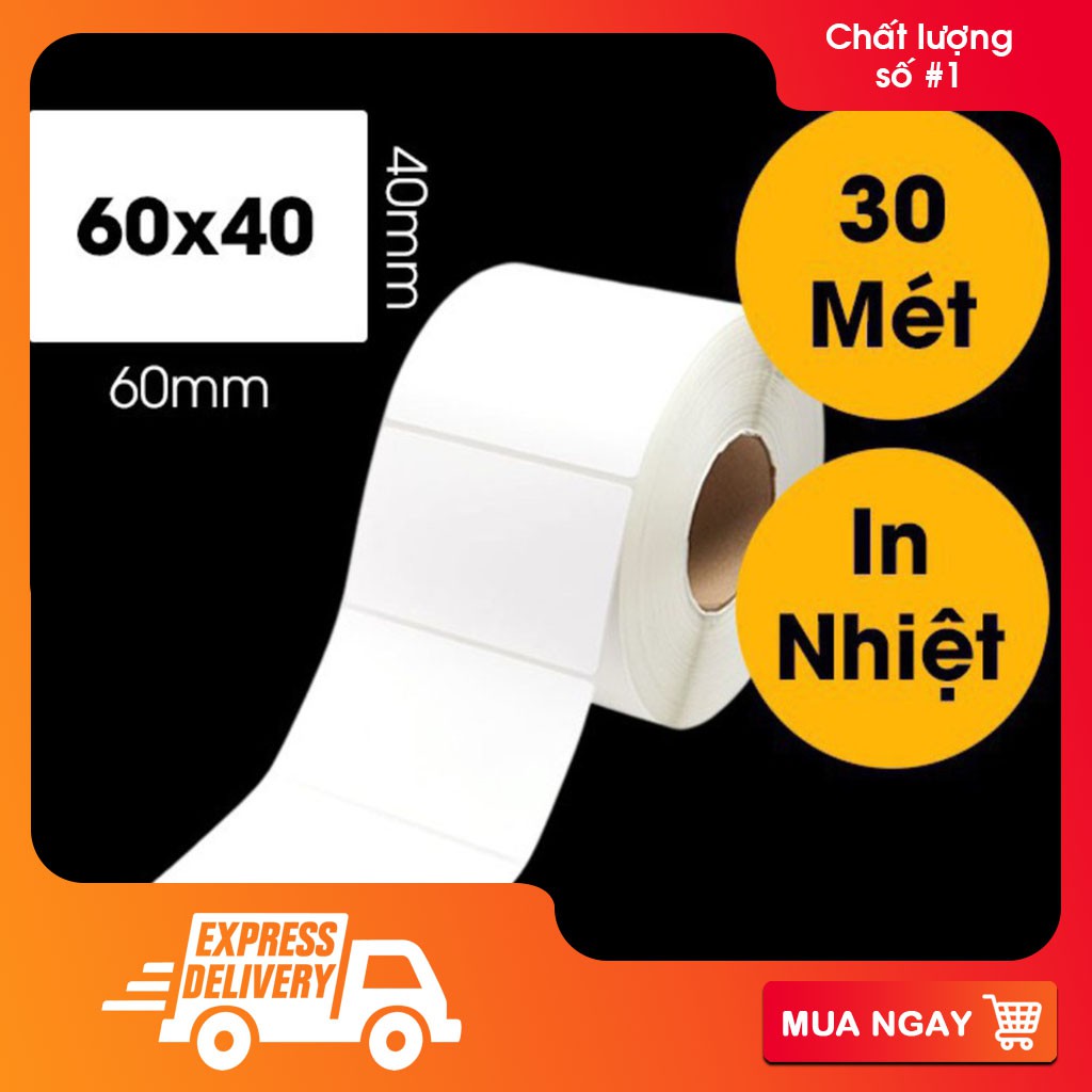 Tem in nhiệt decal tem nhiệt dán lên gỗ máy CNC, máy cắt gỗ khổ 60x40 mm ( cuộn 30m )