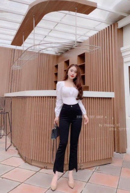 QUẦN JEANS ĐEN ỐNG LOE - SẴN HÀNG