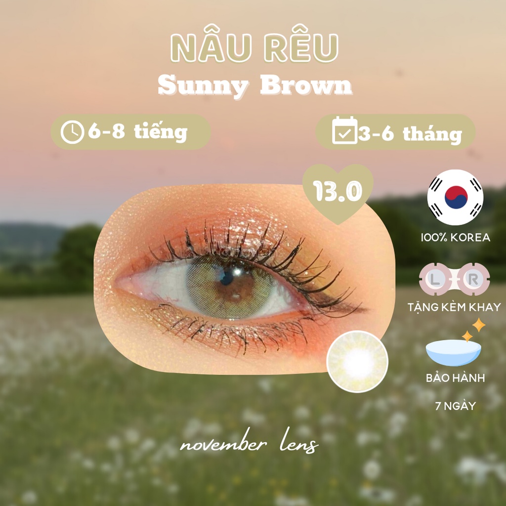 Kính áp tròng màu nâu rêu Sunny Brown Hàn Quốc