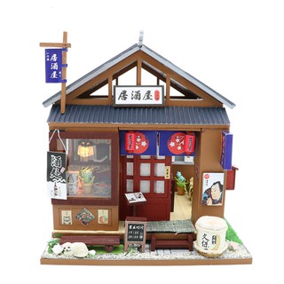 Mô hình nhà búp bê gỗ – tửu quán Izakaya Nhật Bản truyền thống (đủ Mica che bụi + thêm keo silicone)