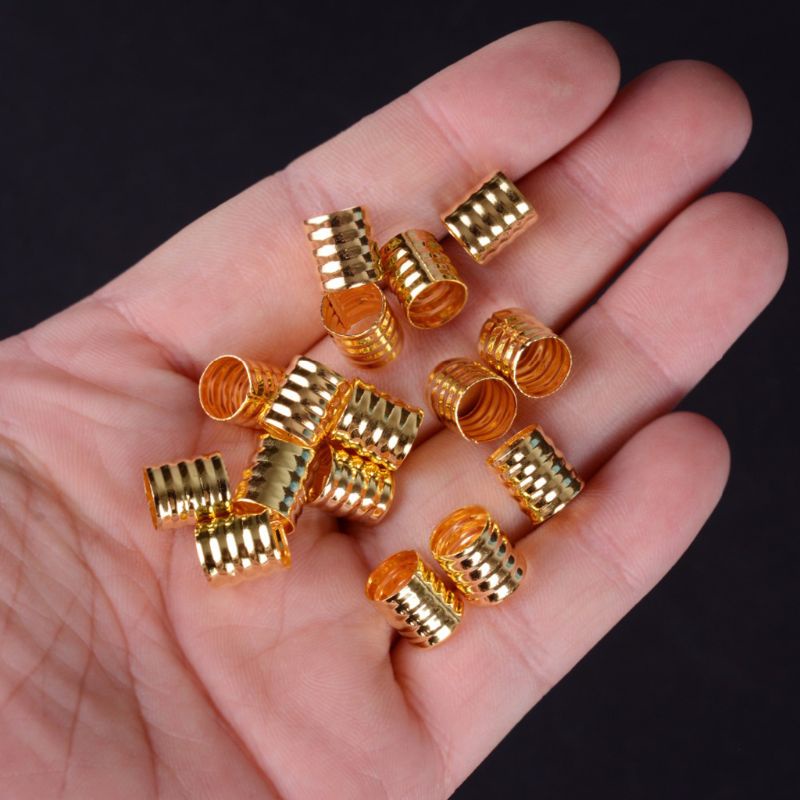 Set 10 Lò Xo Nối Tóc Dreadlock Màu Vàng / Bạc Thời Trang Có Thể Điều Chỉnh