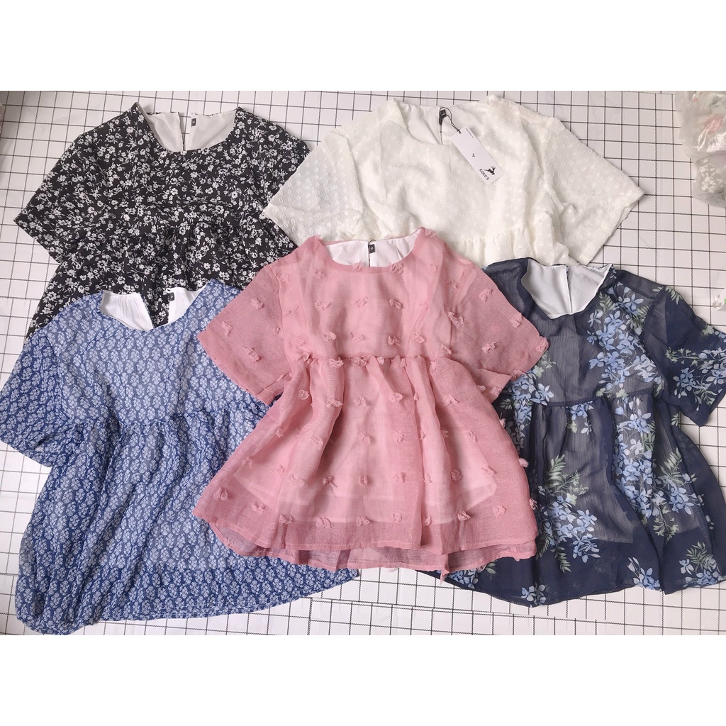 Áo babydoll đuôi xếp ly nhiều màu cho nữ hàng VNXK