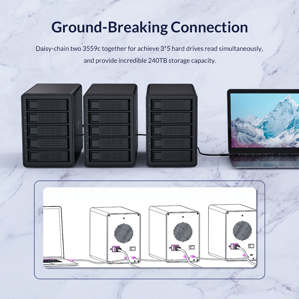 Thiết Bị Chuyển Đổi Ổ Cứng Ngoài ORICO 35 Series Enterprise 5 bay 3.5 '' HDD USB3.0 Sang SATA 150W Ốp（3559）