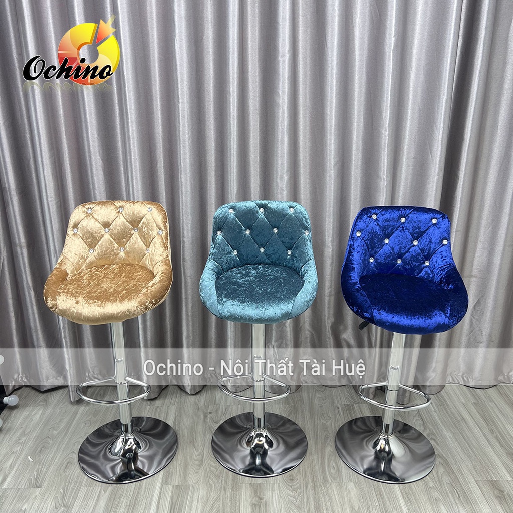 Ghế Quầy Bar, Ghế Quầy Lễ Tân Nỉ Nhung Đính Đá Sang Chảnh ( Ảnh Thật Và Video)