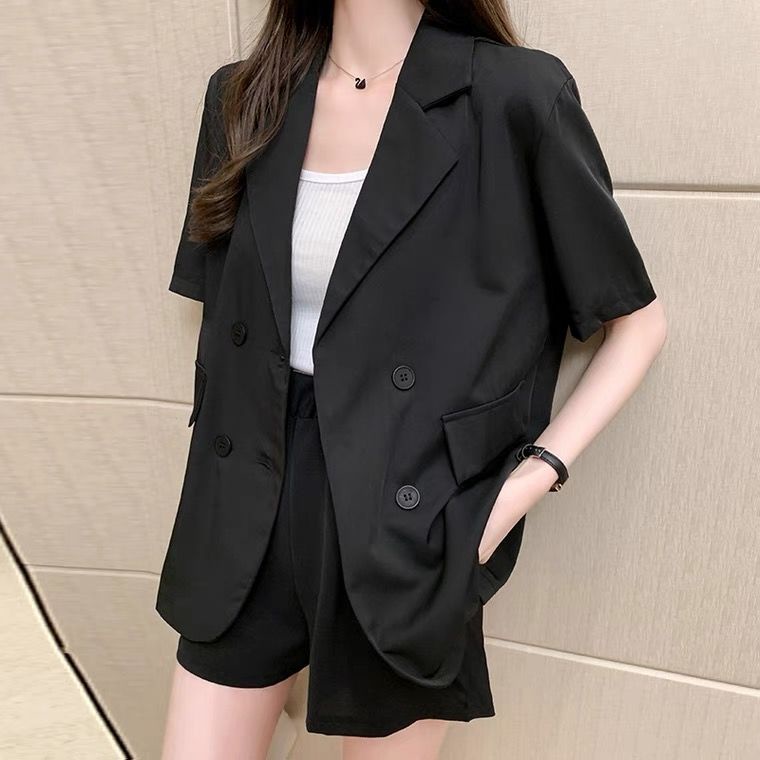 Aki-blazer women Korean style loose leisure suit jacket short sleeve WOMEN'S fashion jackets 2022 trend new arrival summer blazers | BigBuy360 - bigbuy360.vn