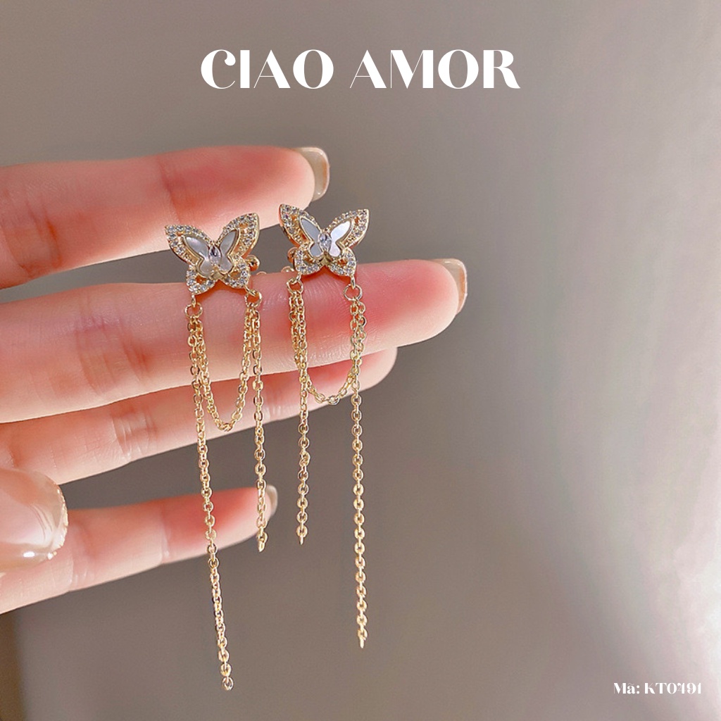 Khuyên tai, Bông tai nữ kẹo vành cánh lấp lánh dự tiệc Trang sức Ciao Amor - KT0491