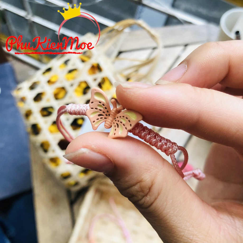 Vòng tay dây rút hình con bướm dễ thương handmade