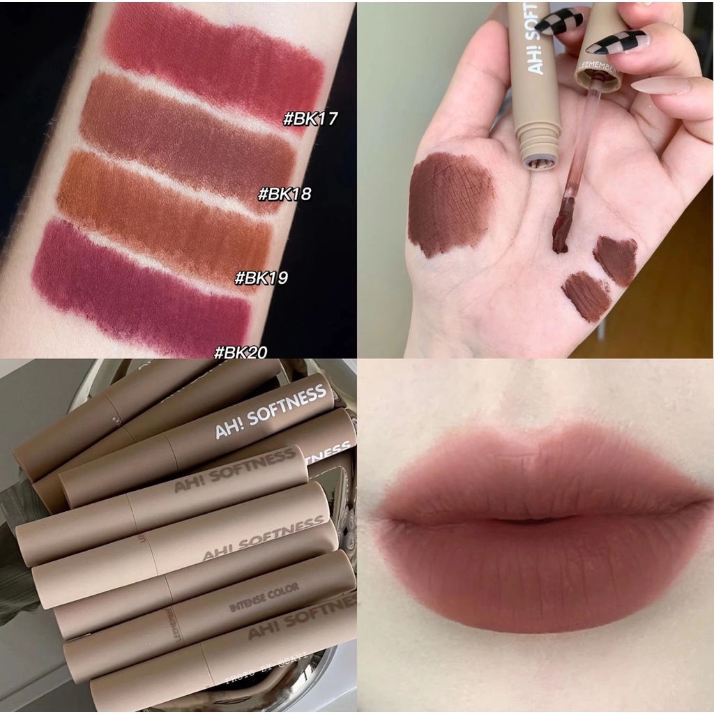 LEEMEMBER Son kem nhung lì mềm màu đỏ nâu nude mờ lâu trôi không thấm nước son môi lipstick