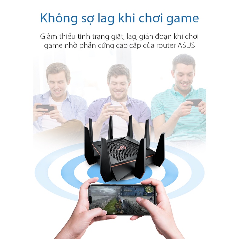 Bộ phát wifi 6 Router Wifi gaming ASUS GT-AC5300 Ba băng tần, chuyên gaming thực tế ảo VR,4K streaming