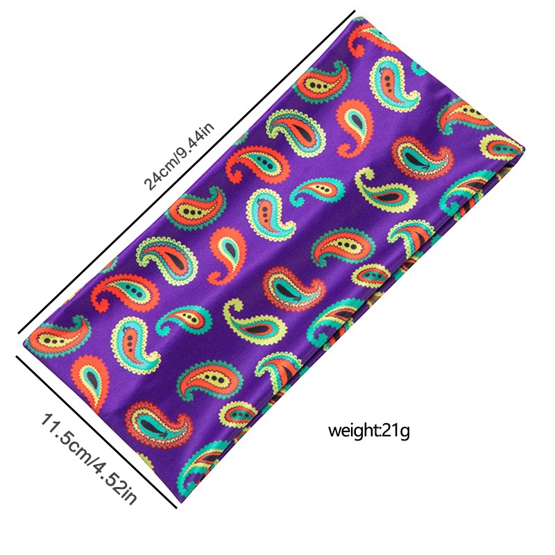 Băng Đô Turban Bản Rộng Co Giãn Chống Trượt In Họa Tiết Phong Cách Boho Dùng Khi Tập Yoga / Chạy Bộ