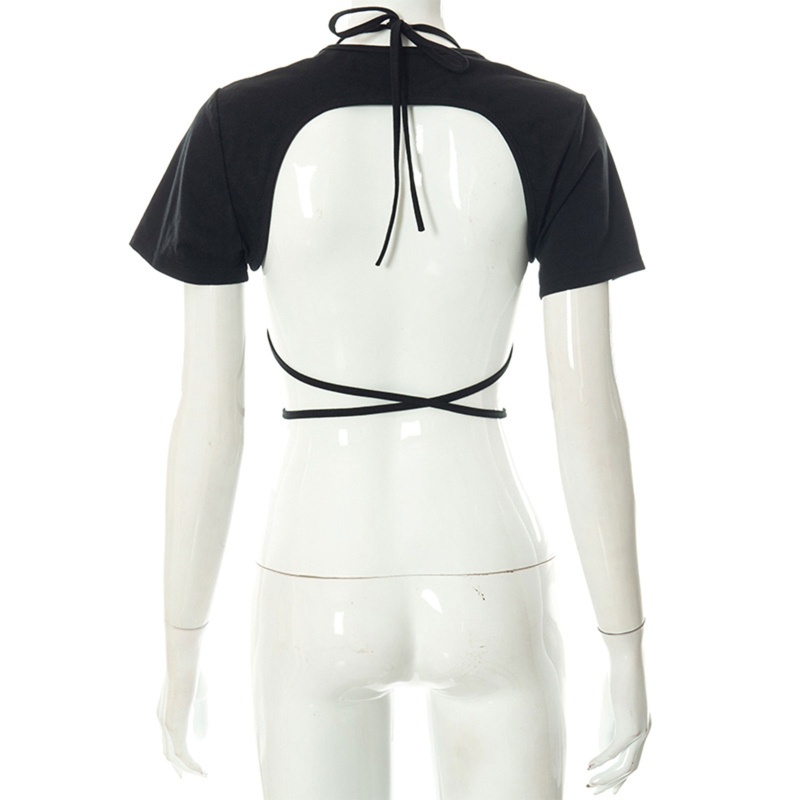 Set Đồ Mùa Hè 2 Món Gồm Áo Croptop Cổ Chữ V Tay Cộc + Áo Thun Lửng Cổ Chữ V Gợi Cảm Cho Nữ