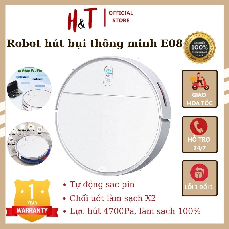 Robot hút bụi thông minh E06, Máy hút bụi lau nhà 2in1 cao cấp tự động sạc, cảm biến chống rơi, lập trình bản đồ qua App