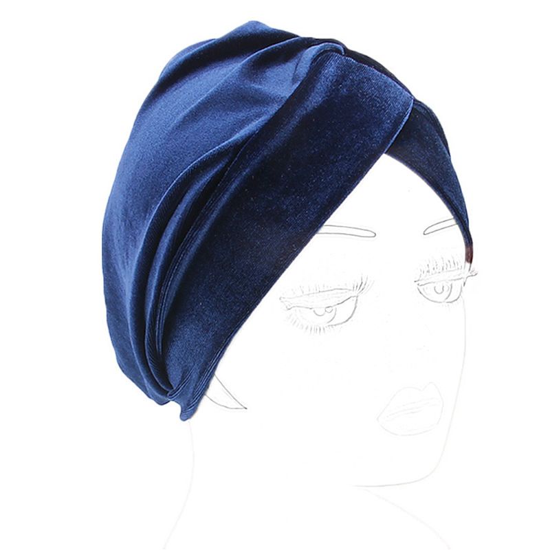 Mũ Trùm Đầu Vải Nhung Màu Trơn Thắt Nút Phong Cách Hồi Giáo Cho Nữ