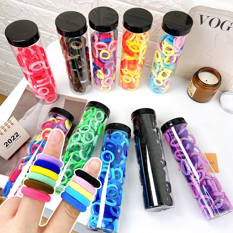 Set 100 Dây Buộc Tóc Cao Su Co Giãn Dễ Thương Phong Cách Hàn Quốc Cho Bé Gái 2022