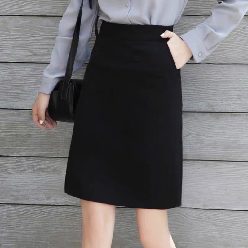 Chân Váy Công Sở Chữ A Có Túi Chéo Đến Gối Chân Váy Công Sở Thời Trang