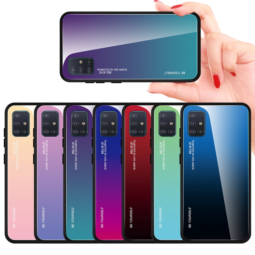 Ốp điện thoại kính cường lực màu gradient cho Samsung Galaxy S11 Plus S11E A71 A51 A90 5G M30S