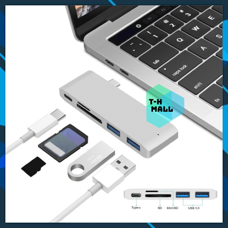 Hub Chuyển Đổi 5 Trong 1 Cổng Type C sang Đầu Đọc Thẻ SD/TF / USB 3.0 Cho Máy Vi Tính, Máy Tính Xách Tay, Điện Thoại