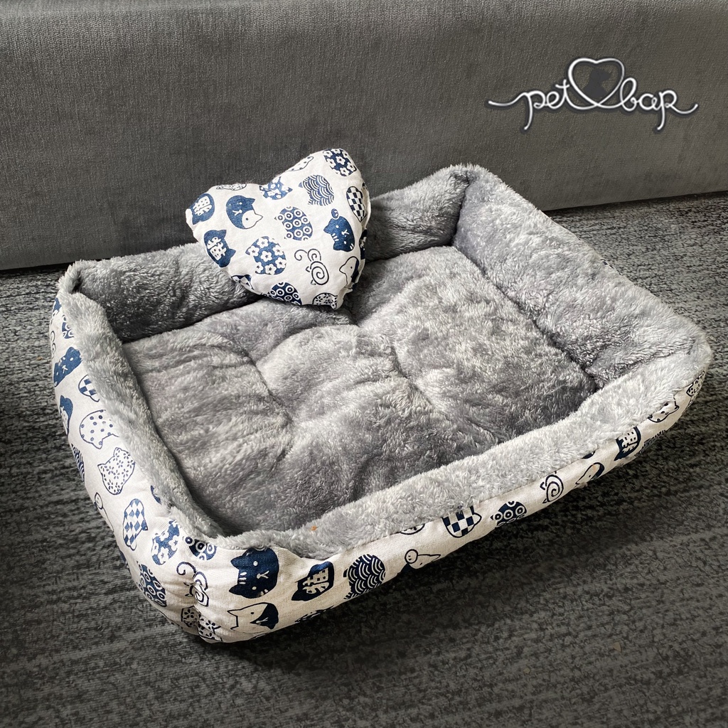 (Ảnh thật) Đệm cho chó mèo Kèm gối trái tim cao cấp, Ổ cho thú cưng dày dặn mẫu mới 2022