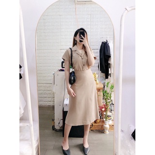 Set áo vest +chân váy midi